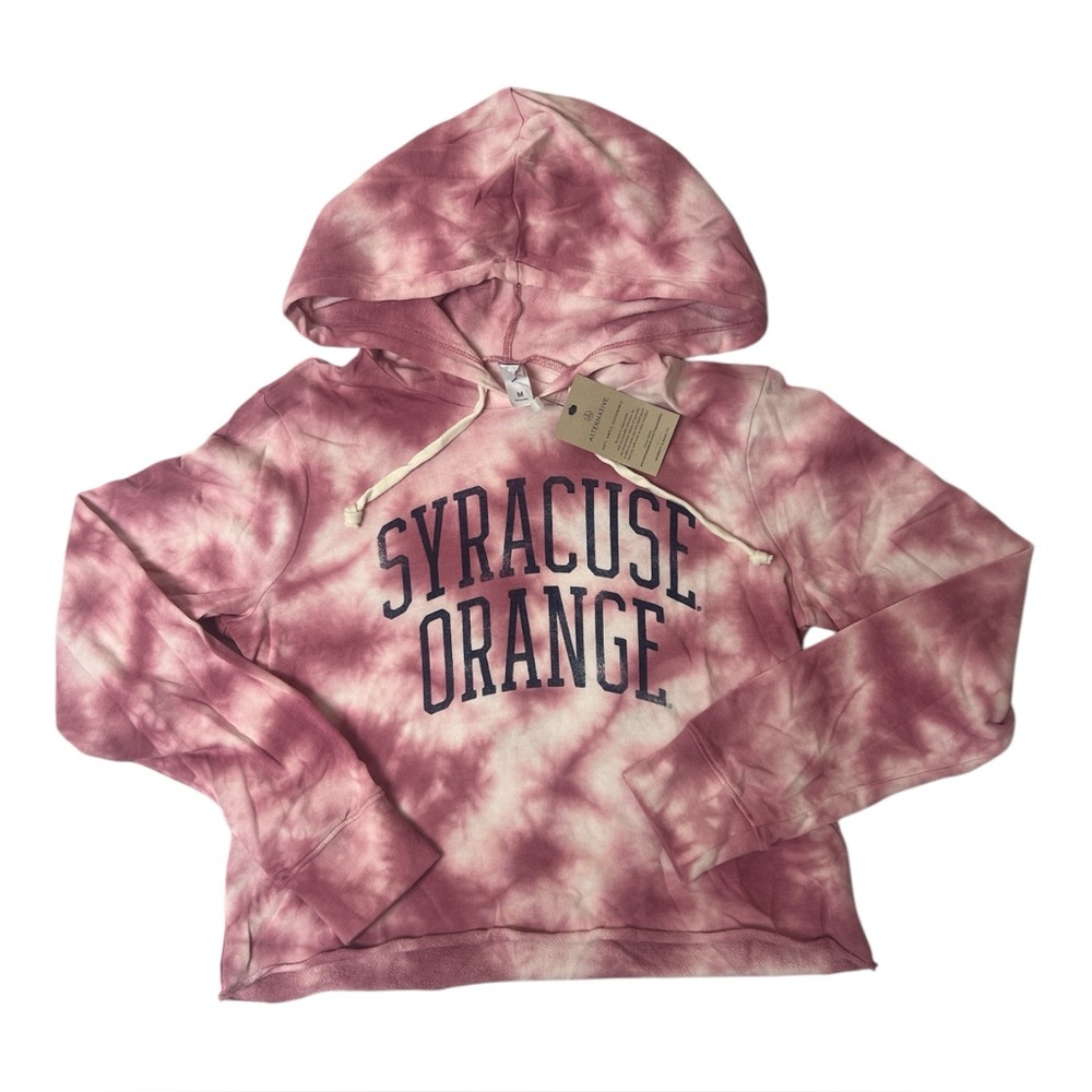 Syracuse Orange Tie-Dye Cropped Hoodie Pink